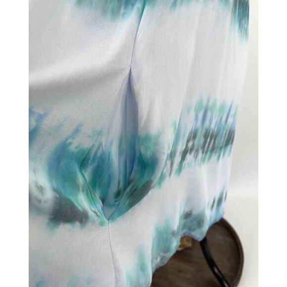 Kau wela Summer Mini Romper Beach Boho Romper Gypsy Overall Wide Leg  Blue/Green - Picture 3 of 16